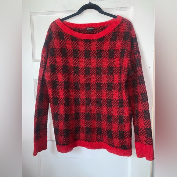 Express Buffalo plaid‎ wool sweater size medium - Picture 1 of 7